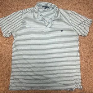 Men's Simply Southern Polo Shirt Blue with Black Stripes Size Large